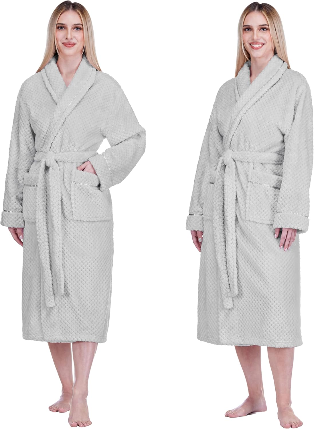 PAVILIA Women Plush Fleece Robe, Soft Textured Bathrobe, Lady Cozy Spa Long Robe - Image 5