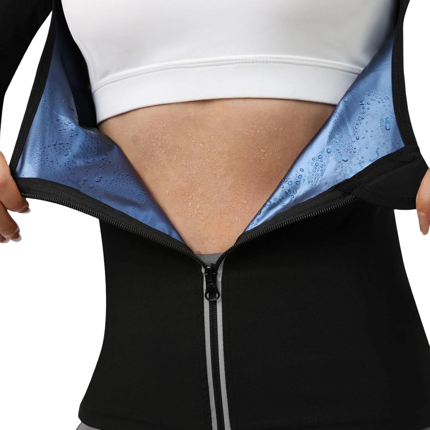 Sauna Suit for Women Sweat Jacket Sweat Slimming Body Shper suits Long Sleeve Zipper Shirt Workout Tops - Image 3