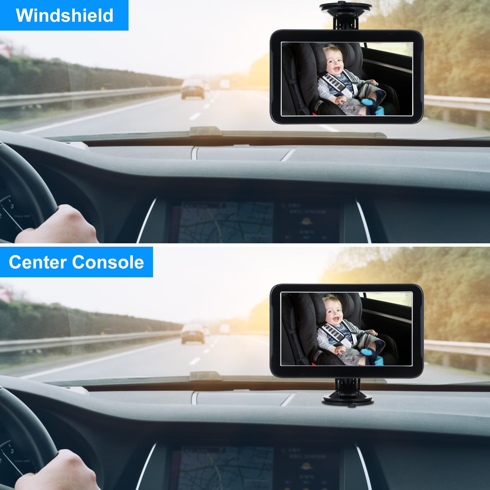 Baby Car Mirror Camera - 4.3" HD 1080P Backseat Infant Monitor With Wide 150?? View For Rear-Facing Seats
