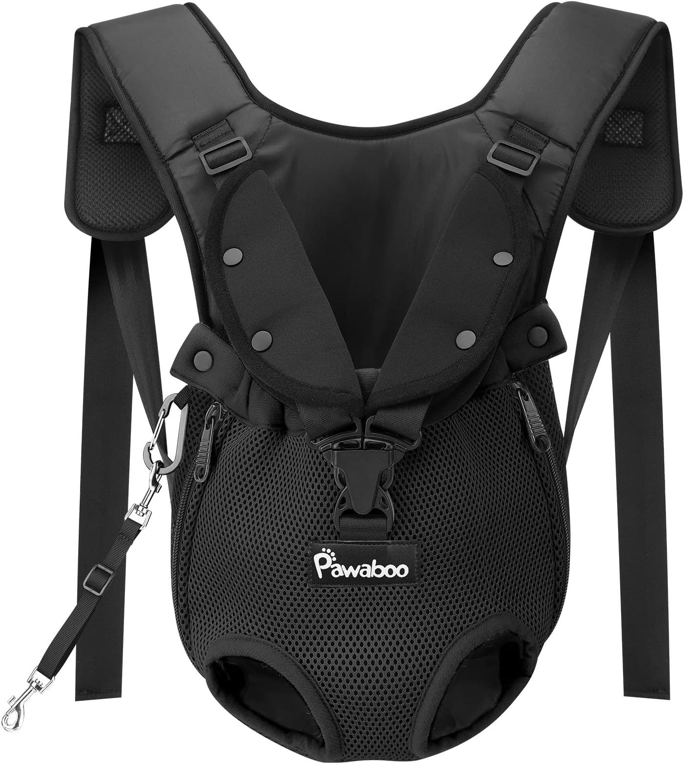 Pawaboo Pet Carrier Backpack, Adjustable Pet Front Backpack Cat Dog Carrier Backpack Safety Travel Bag, Legs Out, Easy-Fit for Traveling Hiking Camping for Small Medium Dogs Puppies - XL, Black