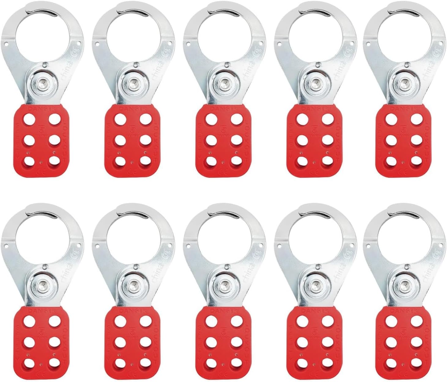10 Pack Lockout Tagout Hasp, Tamper-Proof Stainless Steel Padlock Hasp, Impact-Resistant Loto Hasp with Extended Jaw (1.5 Inch), Nylon Handle for Industrial Safety