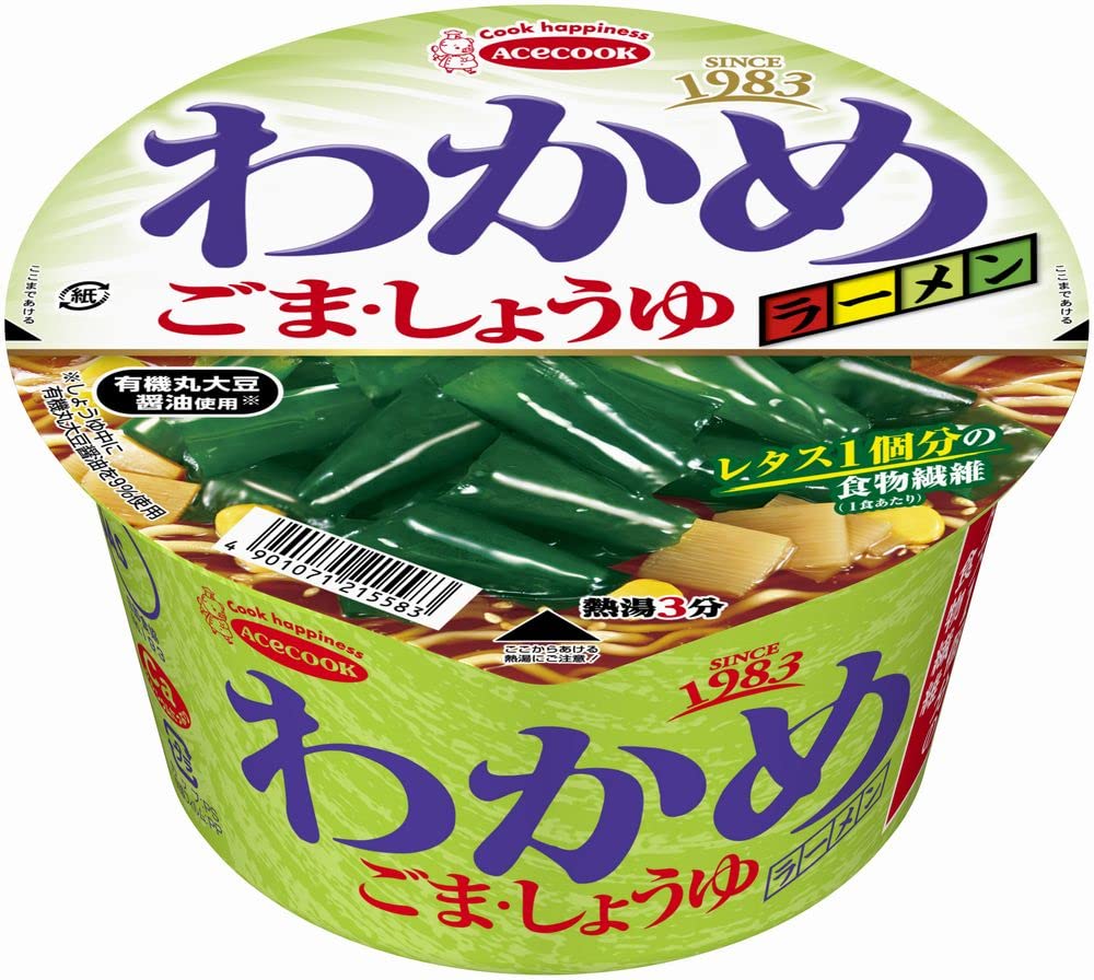 Amazon.co.jp: エースコック わかめラーメン ごま・しょうゆ 93g×12個