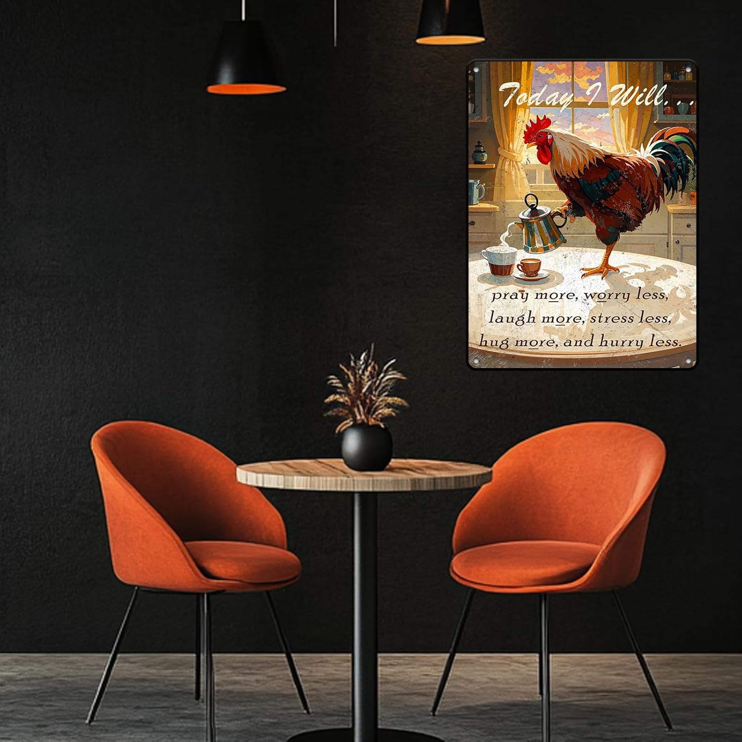Chicken Metal Signs Rooster Kitchen Wall Decor Today I Will Pry More Worry Less Metal Sign Poster 12x16 Inch Funny Chicken Coop Accessories Rooster Home Garden Farm Yard Decor