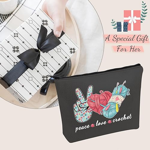 Miniatura 7 de JXGZSO Bolsa de tejido de punto para proyectos, bolsa de almacenamiento para tejedor, bolsa de maquillaje de ganchillo con cremallera para regalo,