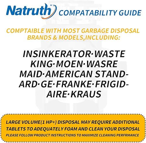 Miniatura 7 de NATRUTH Limpiador de eliminación de basura desodorizante, paquete de 24 unidades  Fregadero y triturador de espuma de manzana fresca, tableta de