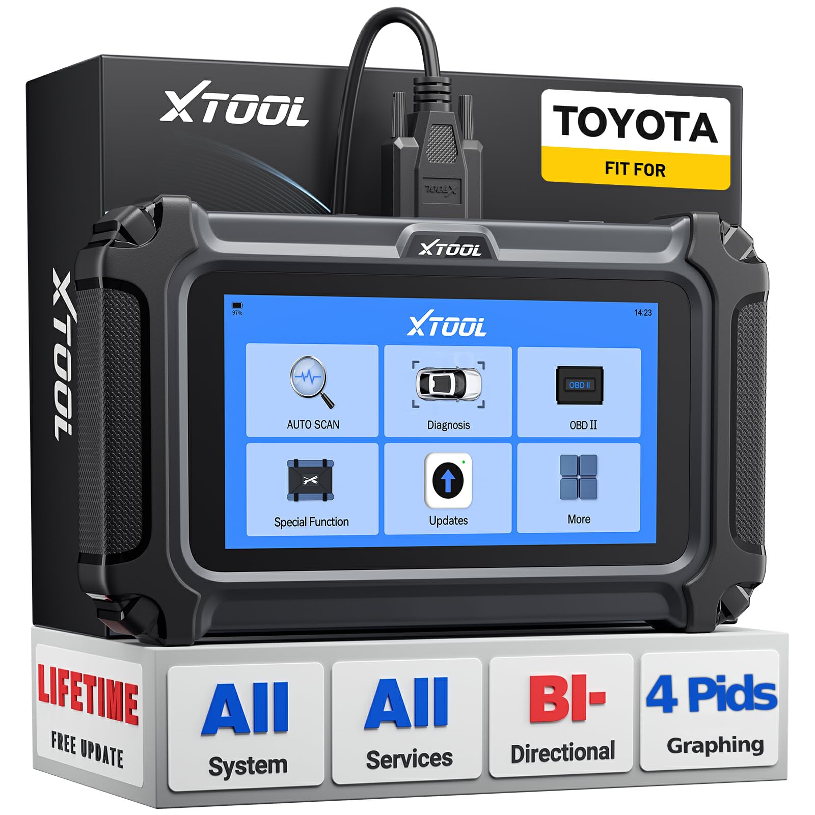 XTOOL IP500 for Toyota OBD2 Scanner, Full Systems Bi-Directional Scan Tool for Toyota/Lexus/Scion with Multi-in-One Live Data Graph, All Reset Services-(Injector Coding/EPB/ABS), Lifetime Free Update
