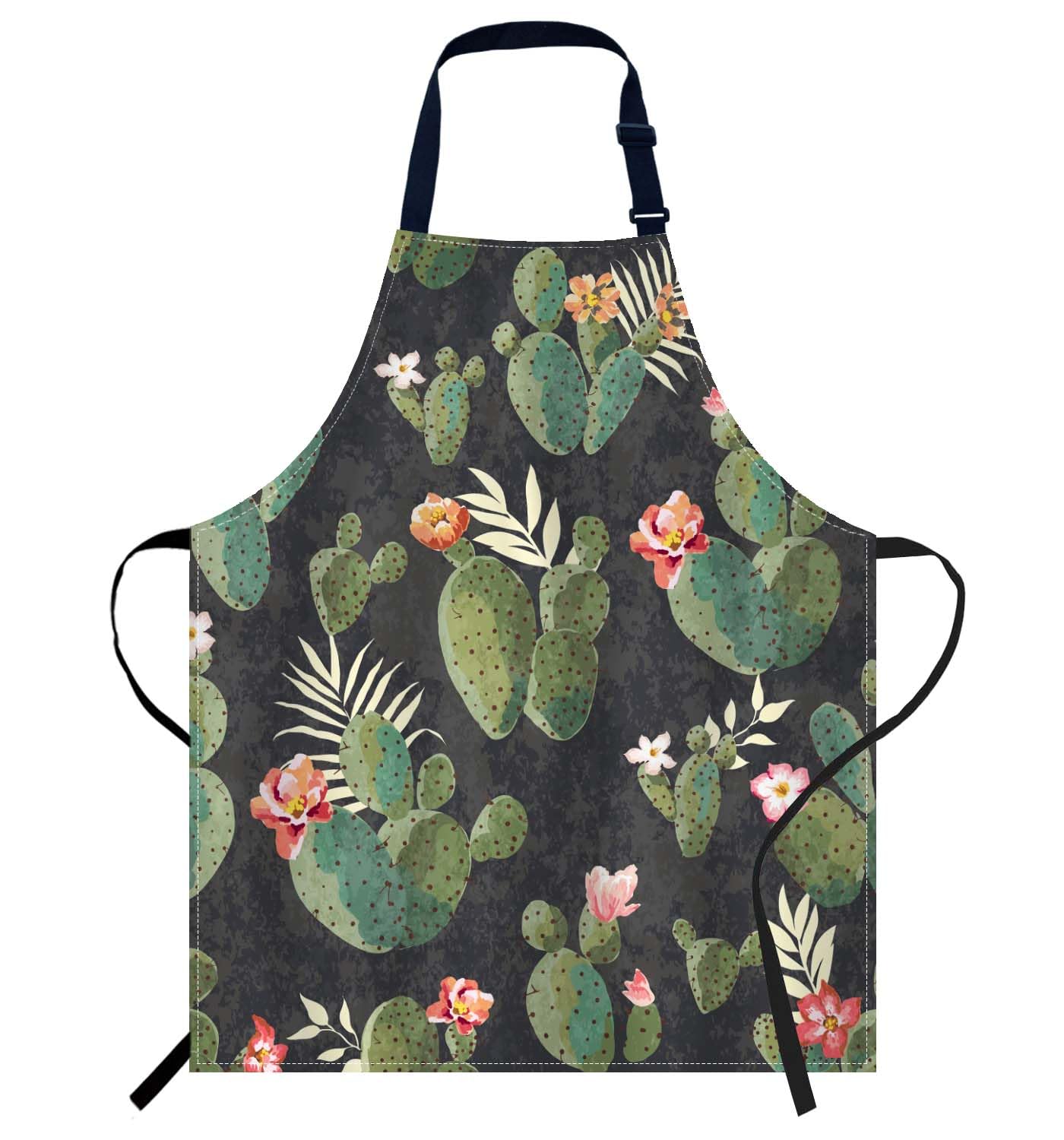 Smooffly Vintage Cactus Apron Adjustable Bib Chef Aprons Cooking Apron Unisex Women Men Aprons Perfect for Home Kitchen Baking