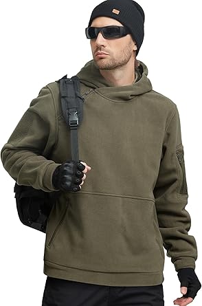 FREE SOLDIER Mens Tactical Winter Fleece Pullover Hoodie Warm Long Fleece lined Hooded Sweatshirt FREE SOLDIER Men