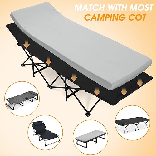 Miniatura 3 de CYMULA Camping Cot Mattress 3in Memory Foam Sleeping Pad,Soft Warm Non-Slip Camping Mattress Topper with Retaining for Adults,Portable Roll up Pad