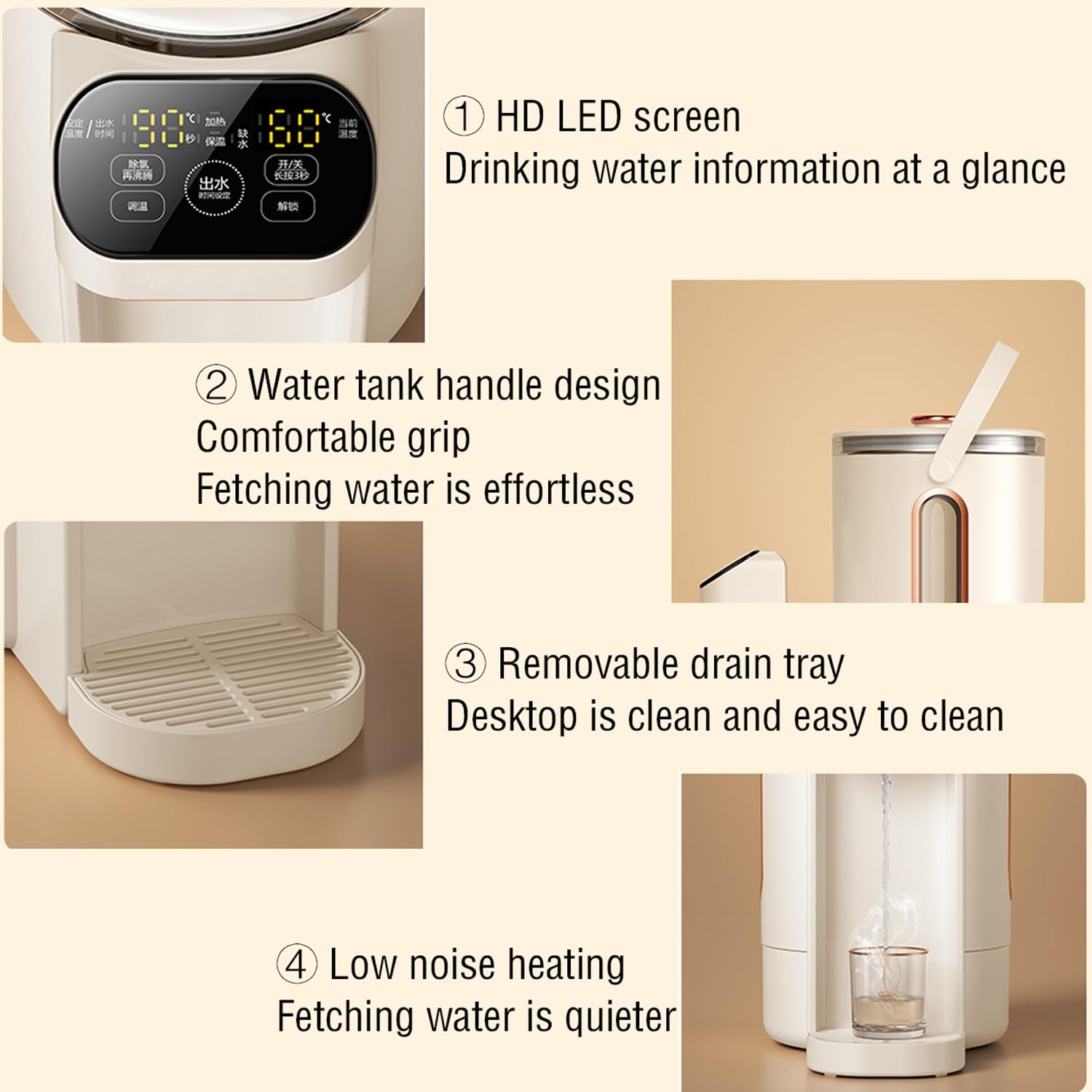 dispensador de agua fria y calienteDispensador de agua caliente instantáneo pequeño, todo en uno, con calefacción de escritorio, puro, para el hogar, 2,3 L/2,5 L(Color:2.5L)