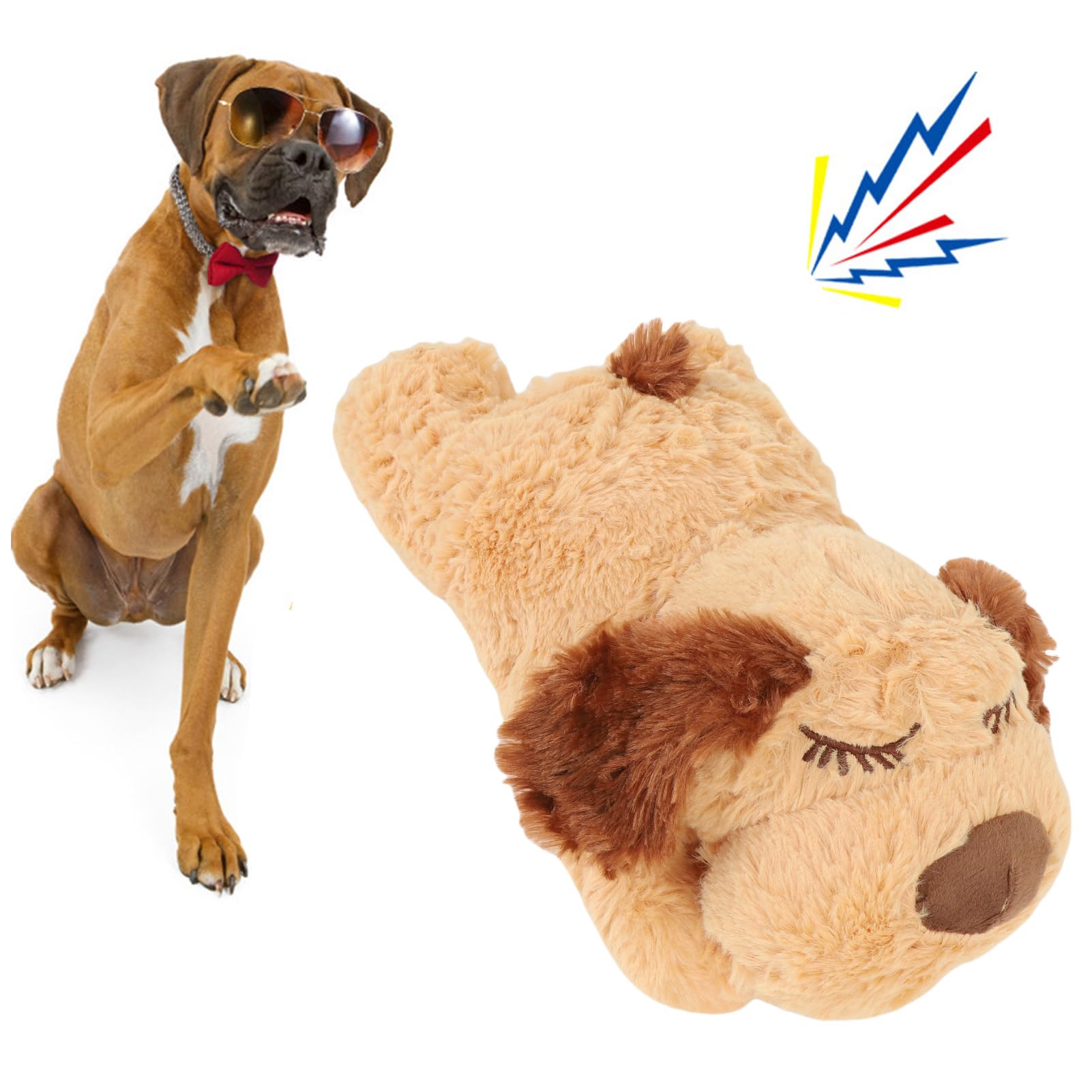 Jouet en peluche interactif rempli de battements de cœur pour chiot, soulage l'anxiété, aide à l'entraînement comportemental (marron)
