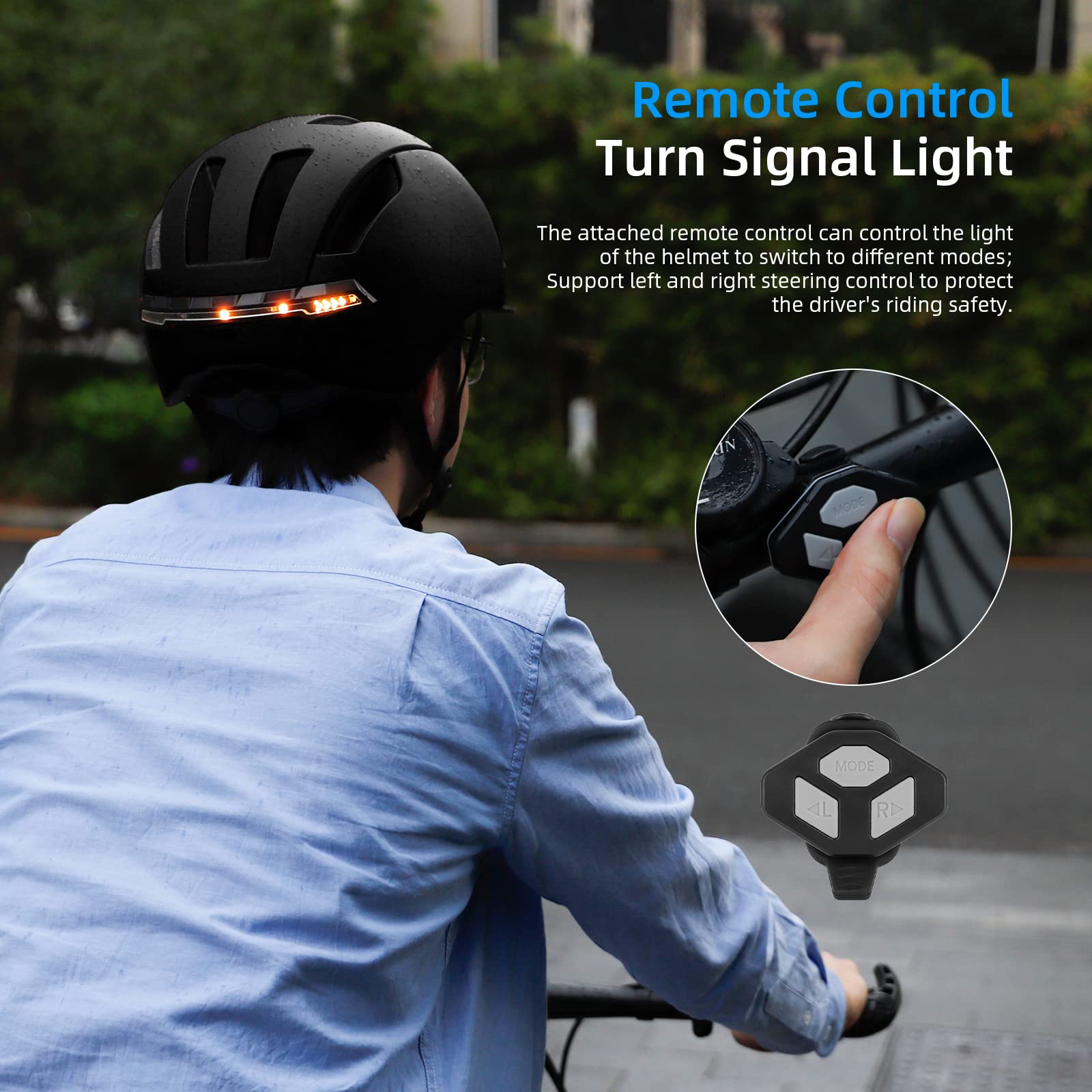 Ulip Casque de vélo Intelligent avec lumière LED Avant arrière Visière Amovible et Doublure pour Adultes Hommes Femmes