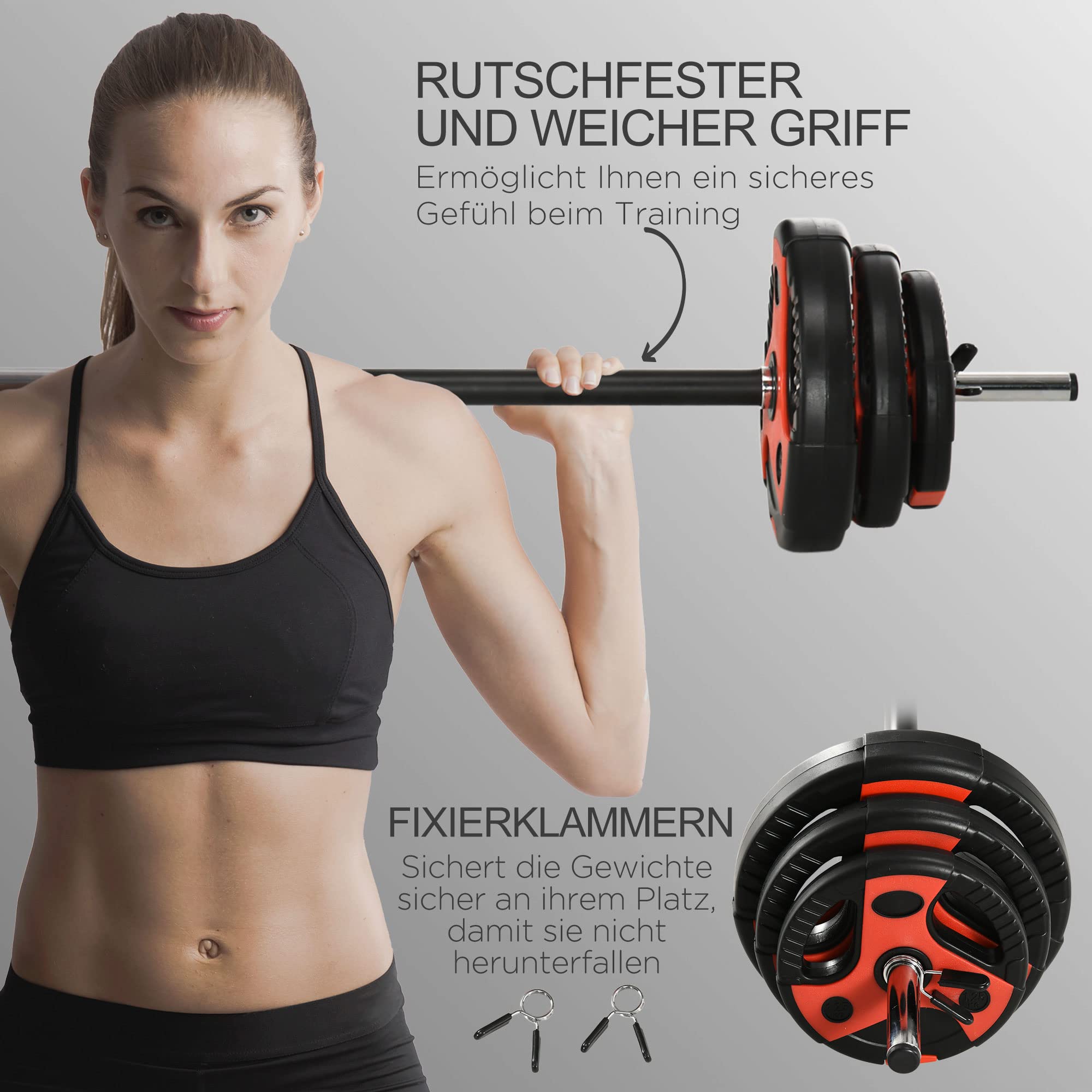 SPORTNOW Hanteln Set 20 kg Verstellbares Einteilig Hantelset mit rutschfestem Griff Kurzhanteln mit Verbindungsrohr Langhanteln Workout Hantel Gewichte Dumbbell Set für Zuhause
