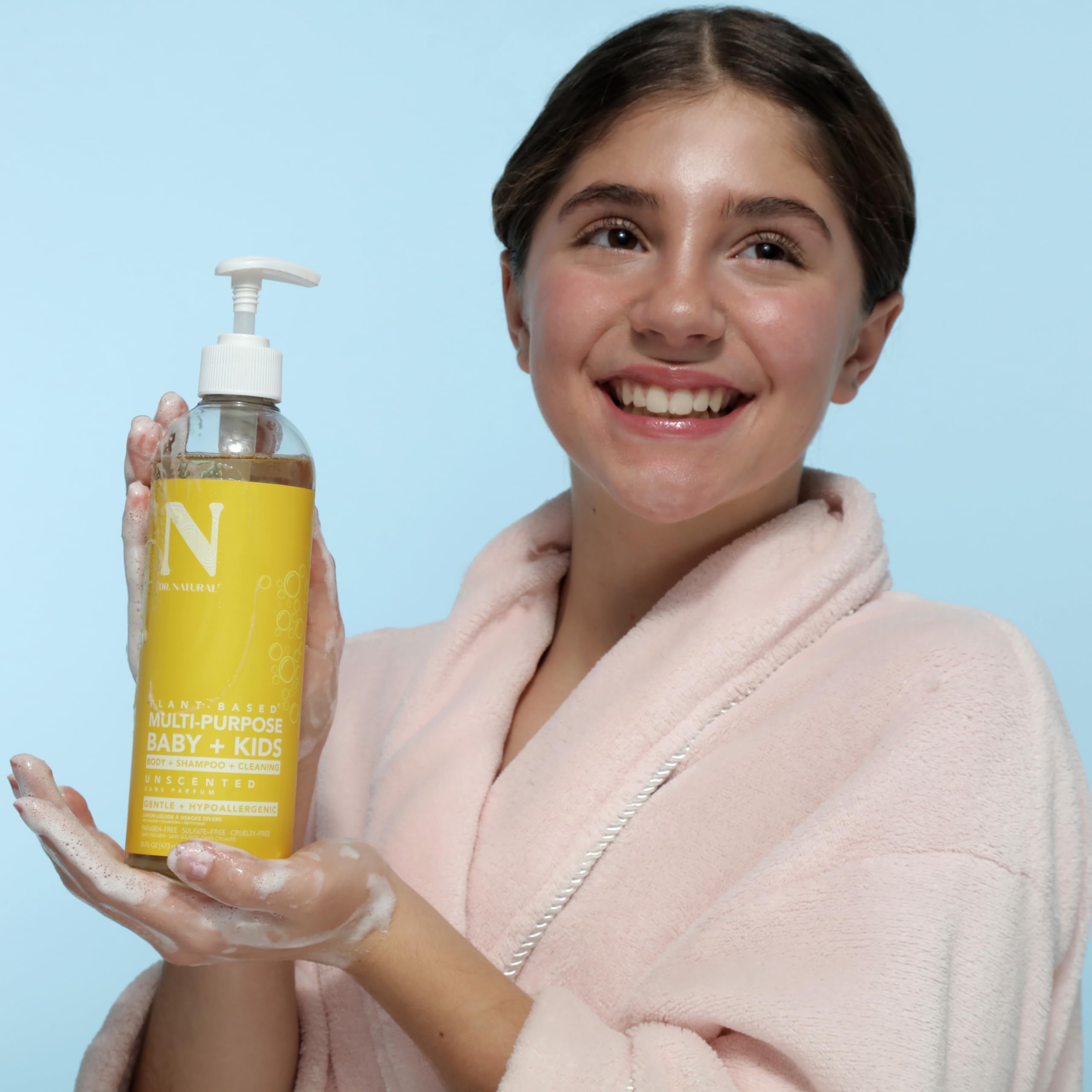Dr. Natural Wielofunkcyjne mydło dla dzieci Baby Plus - płyn do mycia ciała i szampon - delikatne mydło dla niemowląt z masłem shea - bezpieczne dla noworodka - bezzapachowe - 473 ml