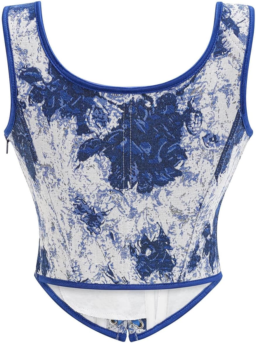 SHYMMUO Renaissance Corset Top for Women Floral Lace Up Overbust Bustier Vest Vintage Waist Cincher Bodice - Image 3