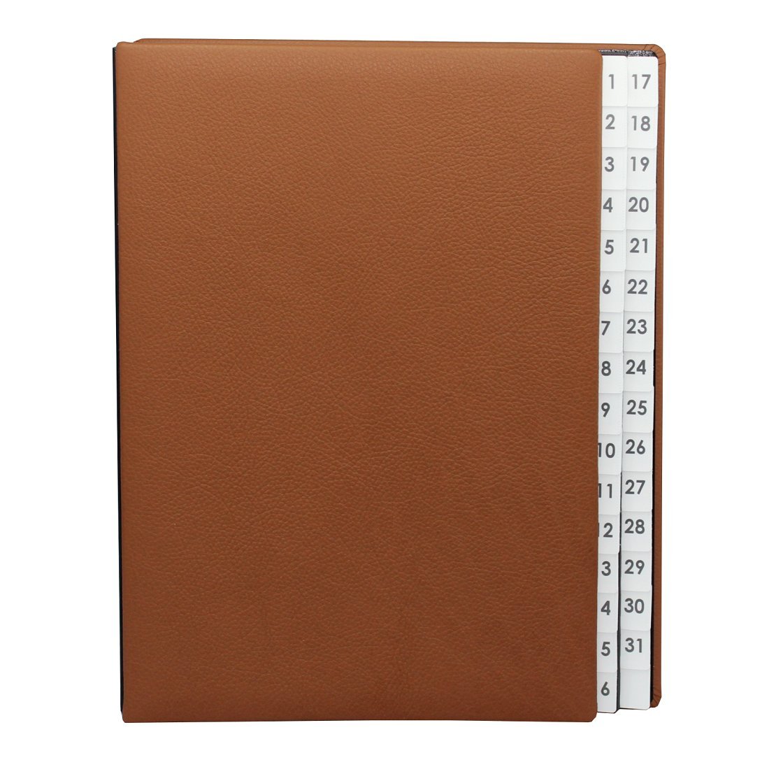Classificatore con indice 1 – 31 in pelle bovina pieno martellata in Cognac