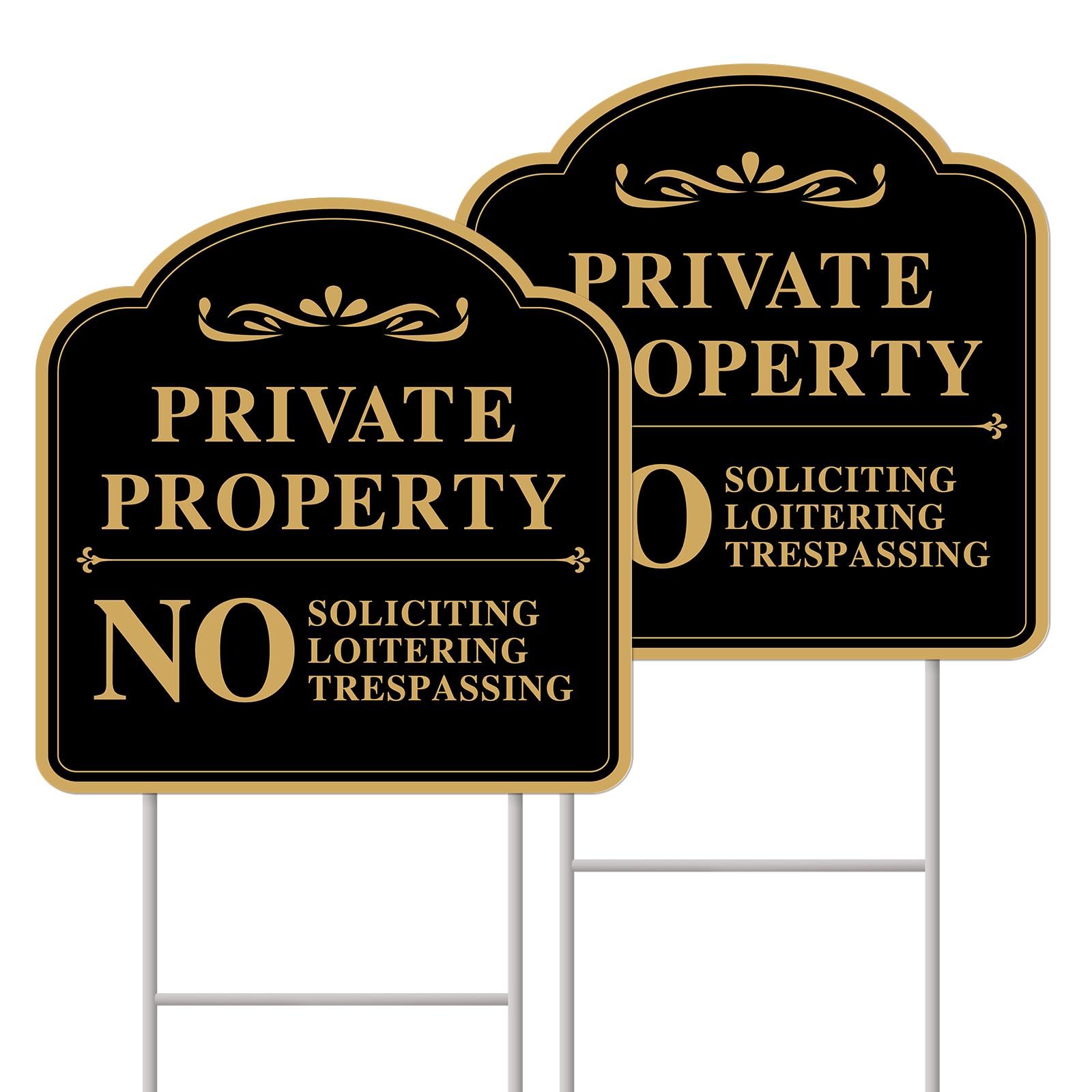 Private Property No Soliciting Sign for House, No Soliciting Yard Sign, 2-Pack 12"x12" Double-Sided H-Stake Metal Stakes, Outdoor Yard Sign for Home and Front Door, Easy To Install-image-10