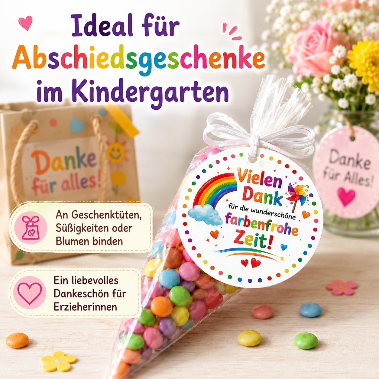 15 Stücke Abschiedsgeschenk Kindergarten Set, Anhänger Mit 2m Band, Buntes Abschiedsgeschenk Erzieherin Mit Doppelseitigem Druck, Einschulung Geschenk Abschied Für Die Kita