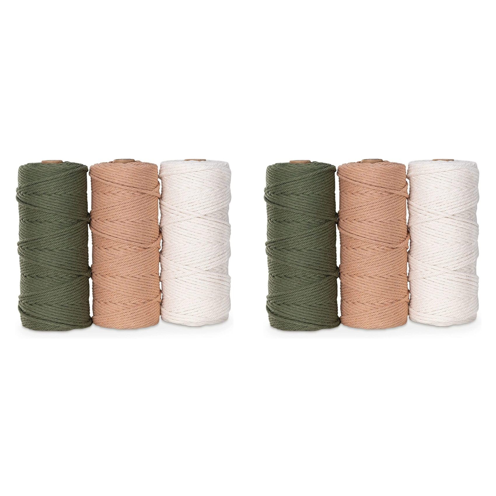 Vjsujehgy Macrame Yarn Set of 6 - Cotton Cord for DIY Projects Tapestry Dream Catcher - Cotton Cord - White Olive Green Pink