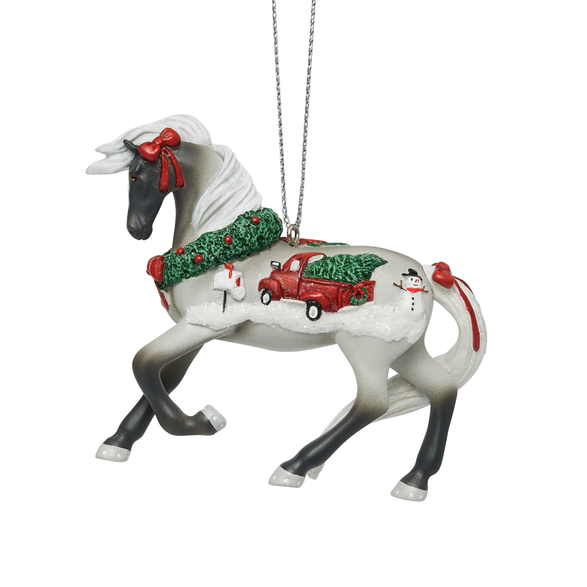 Suspension de Noël Trail of Painted Ponies paysage d'hiver pour décoration de sapin féerique