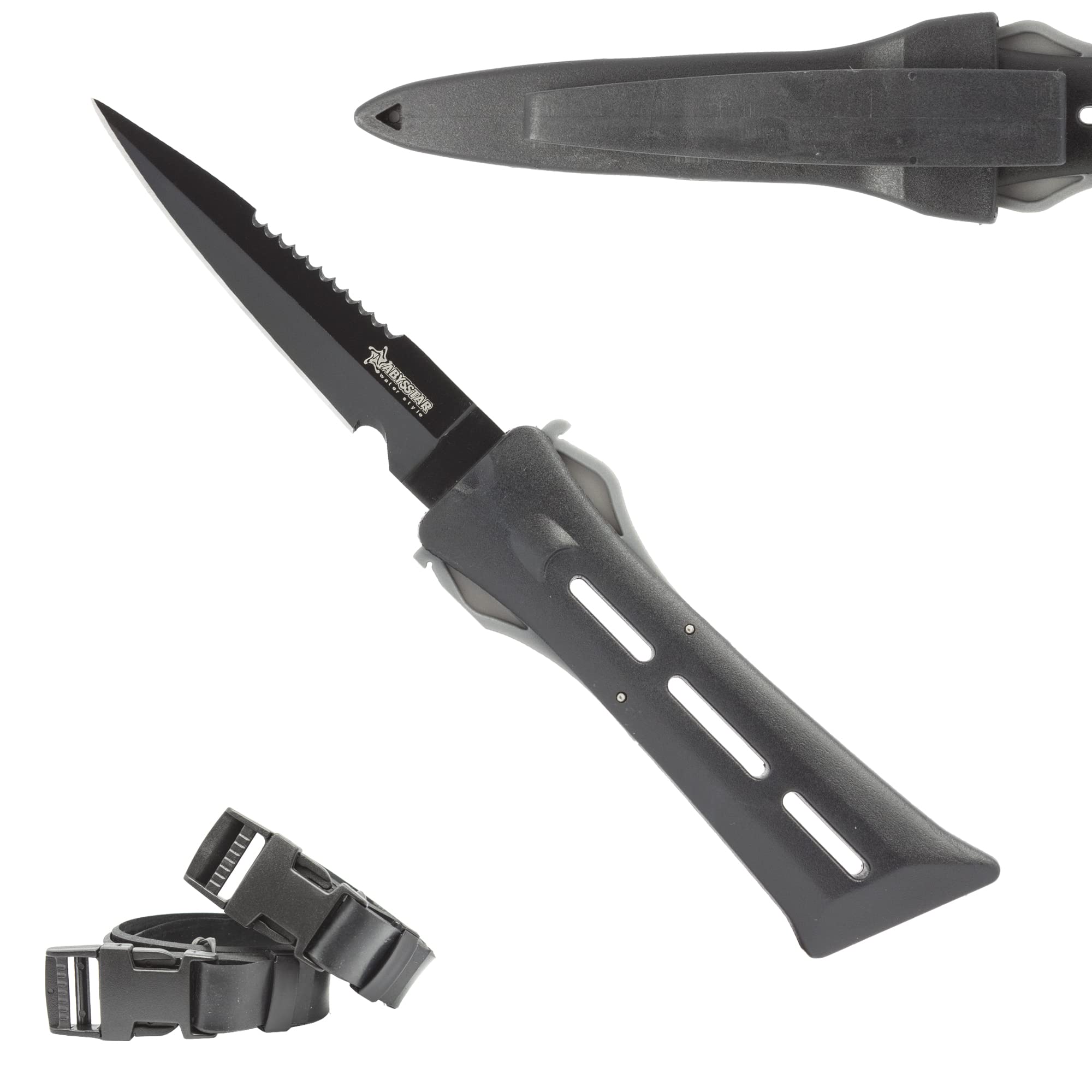 ABYSSTAR Shadow 11 Cuchillo de Buceo, Unisex-Adult, Negro, 11 cm