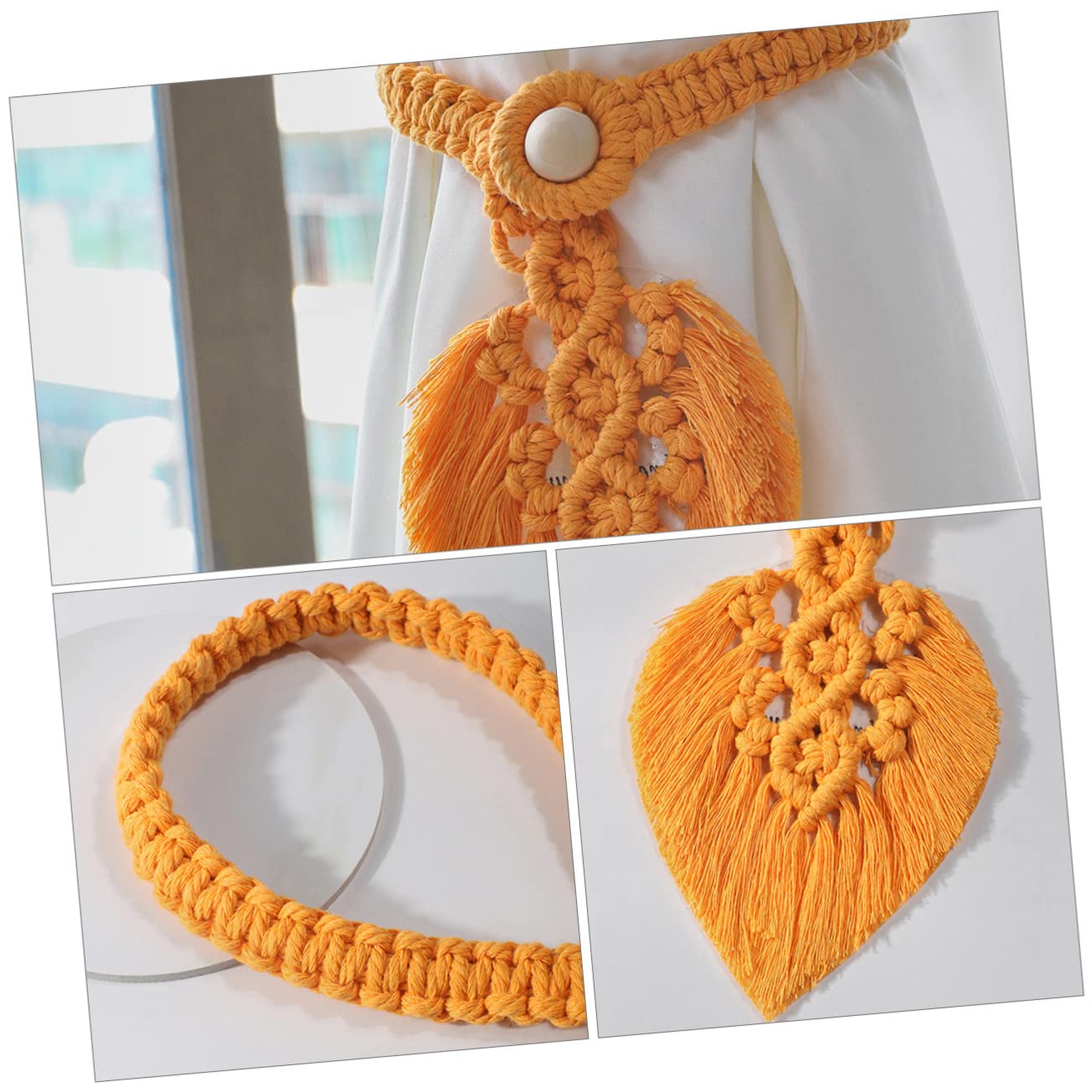Alipis 8 Ensembles Corde À Rideau Tentures Attaches Crochets Tringle À Rideau Dorée Embrasses De Rideaux Or Décorations Ancien Pli Pôle Embrasses De Rideau d'or Bois Orange 2 Pièces * 8