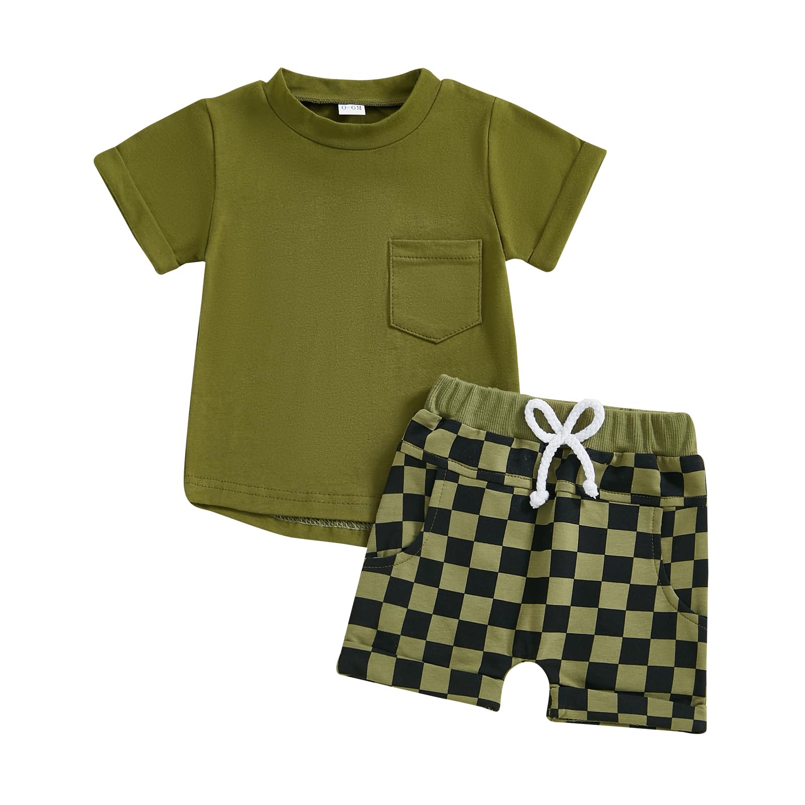 Toddler Baby Boy Summer Clothes Solid Color Short Sleeve Shirt Tops and Shorts Set Summer Outfit 2Pcs