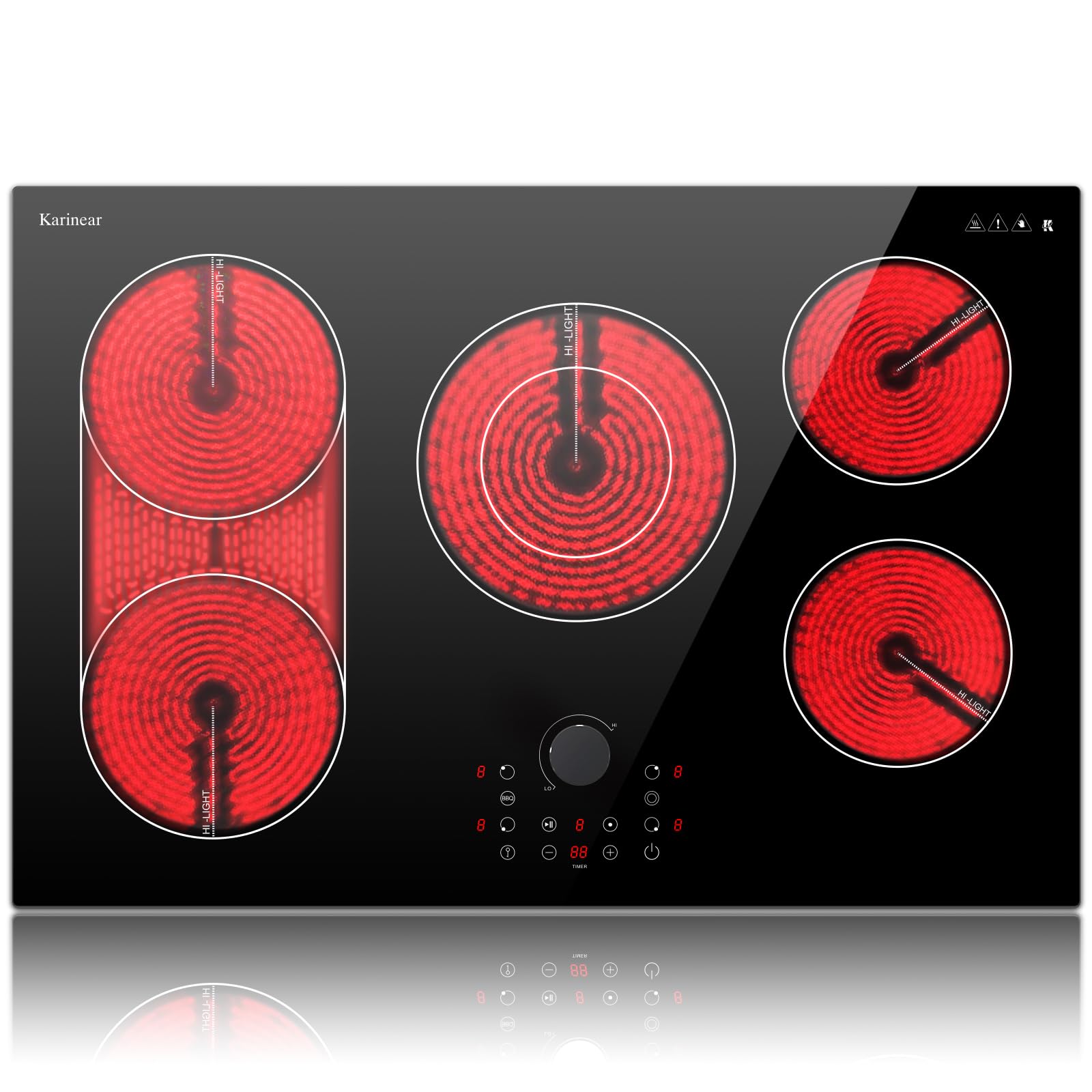 Karinear 30 inch electric cooktop with magnetic knob