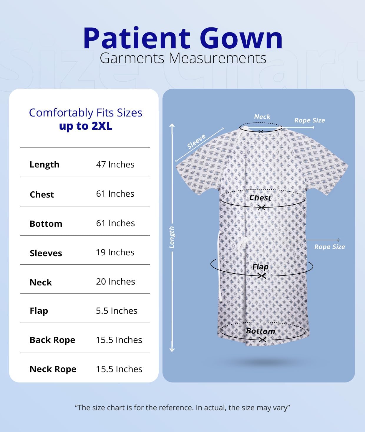 Utopia Care Unisex Hospital Gowns, Patient Gowns with Back Tie for Men and Women, Comfortably Fits Sizes up to 2XL - Image 2