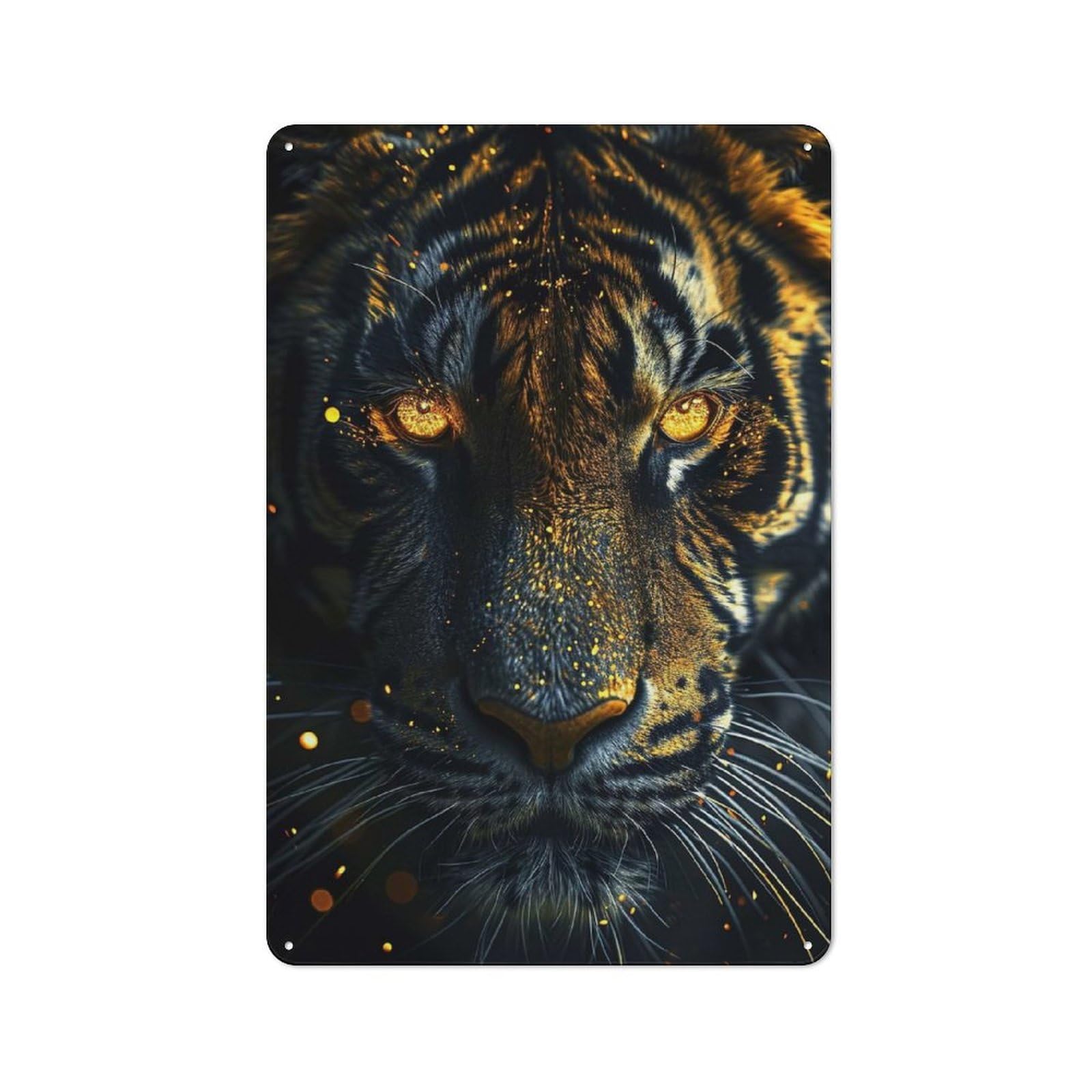 Junmoney Tiger Gold Black Animals Tin Wall Plaque 30X20cm With For Café Or Restaurant, New Home Wall Decor For Hospitality Interior Collectors