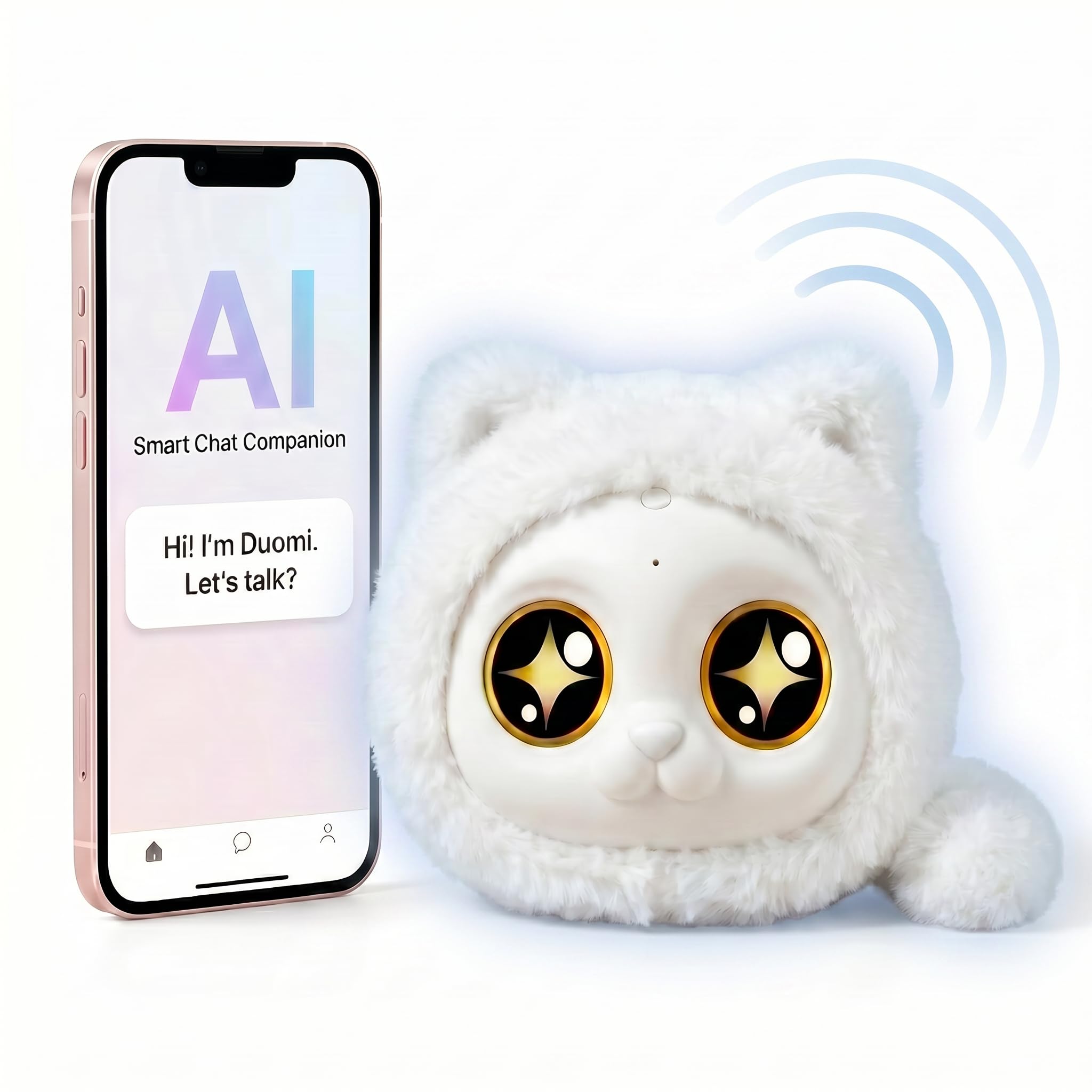 Photo 1 of AI Robot Companion Cat, Talking Plush Pet for Adults & Kids 8+ (White)