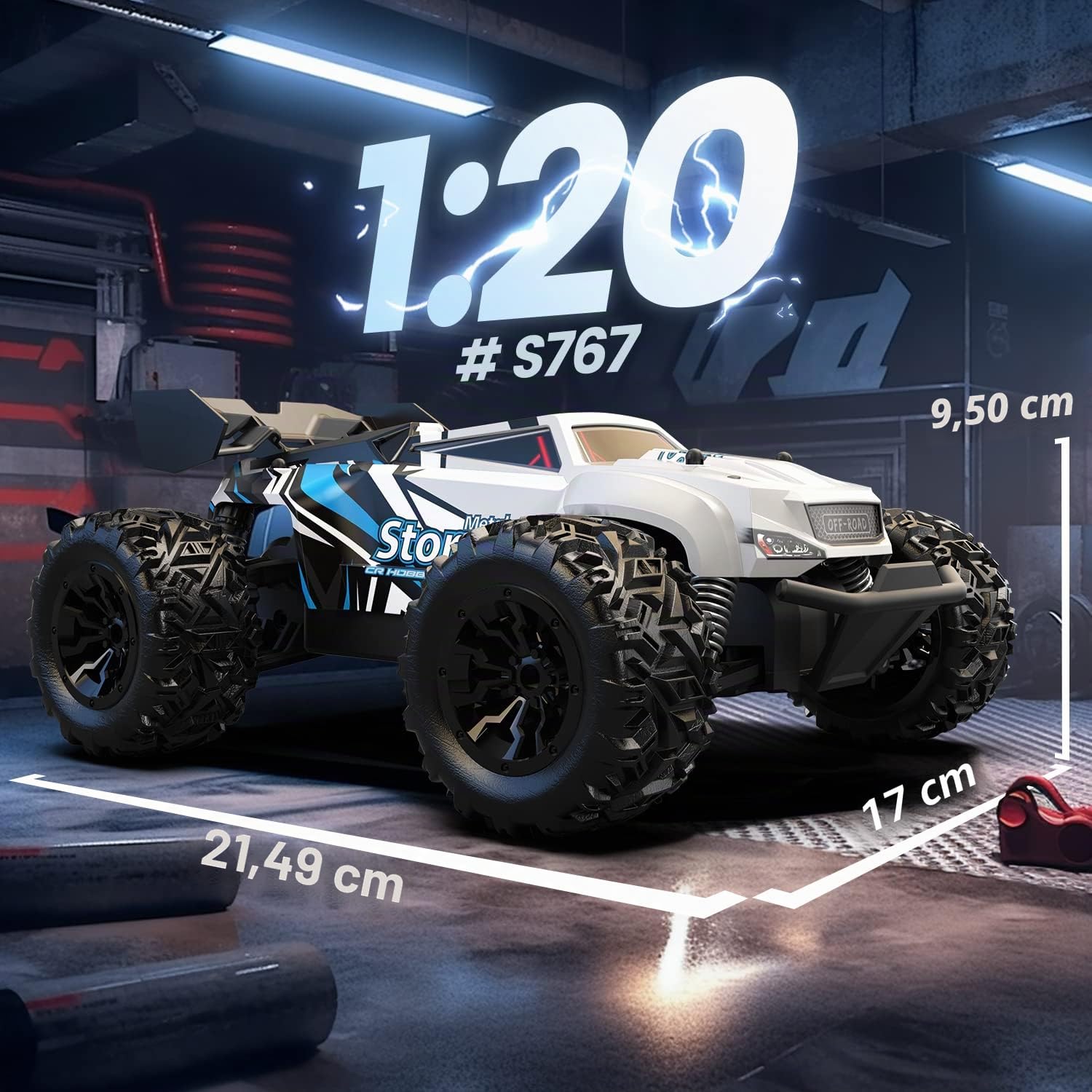 DEERC RC Car, Monster Truck de Control Remoto con 2 baterías para 40 Minutos de Tiempo de Juego, 2.4GHz Off-Road RTR Rock Crawler Juguete de Regalo para niños niñas niños Principiantes