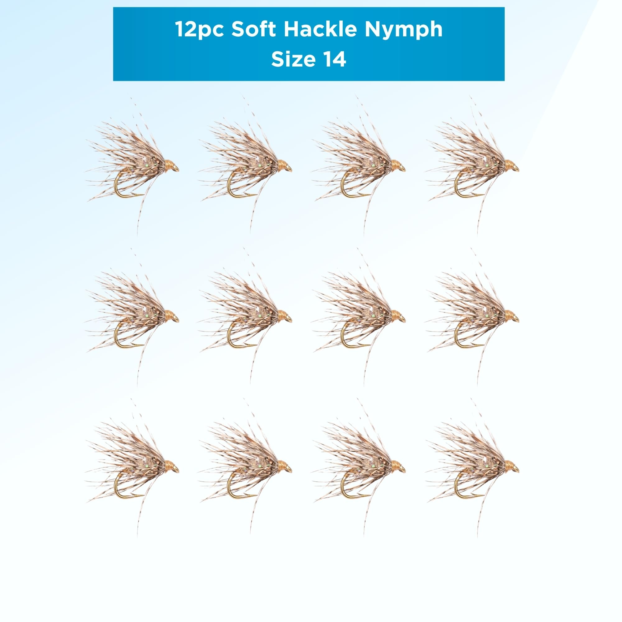 Soft Hackle Nymph 12 Pack - Premium Hand Tied Trout Flies for Fly Fishing - Classic Wet Fly Pattern - Lifelike Movement, Proven Subsurface Trout Fly Set