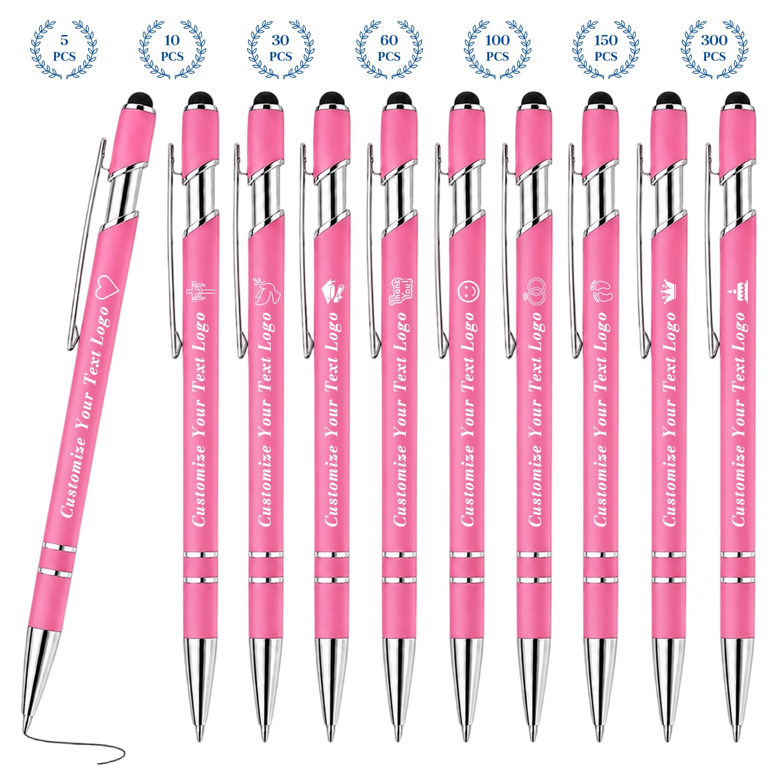 VJY Personalised Pen Bulk with Stylus Tip Customised Logo & Text Engraving