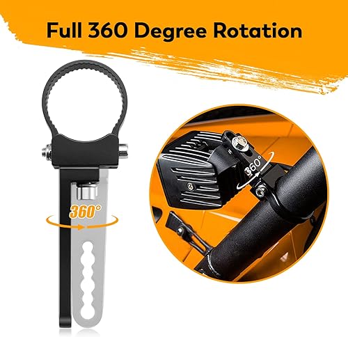 Miniatura 3 de Soportes de barra de luz para UTV Soporte de montaje de abrazadera de tubo de 1 pulgada, soporte de luz de látigo de aluminio, negro, paquete de 2