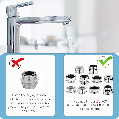 Miniatura 5 de Kit adaptador de grifo, adaptador aireador de fregadero de cocina de latón, adaptador de grifo de fregadero machohembra para conectar manguera de