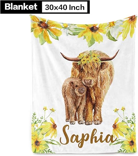 Miniatura 2 de Juego de ropa de cama personalizado para cuna de vaca de las tierras altas amarillas para bebé, juegos de cuna de bebé personalizados con nombre,