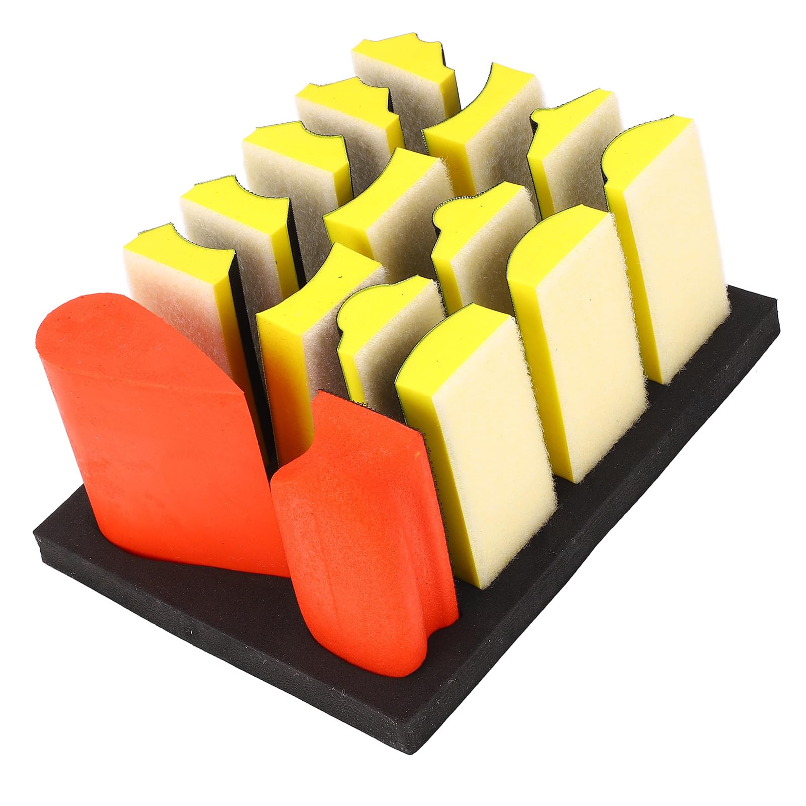 Set di 16 blocchi per levigatura a mano, tamponi abrasivi sagomati assortiti, autoadesivi, per lucidare superfici curve, per la lavorazione del legno, per la smerigliatura delle