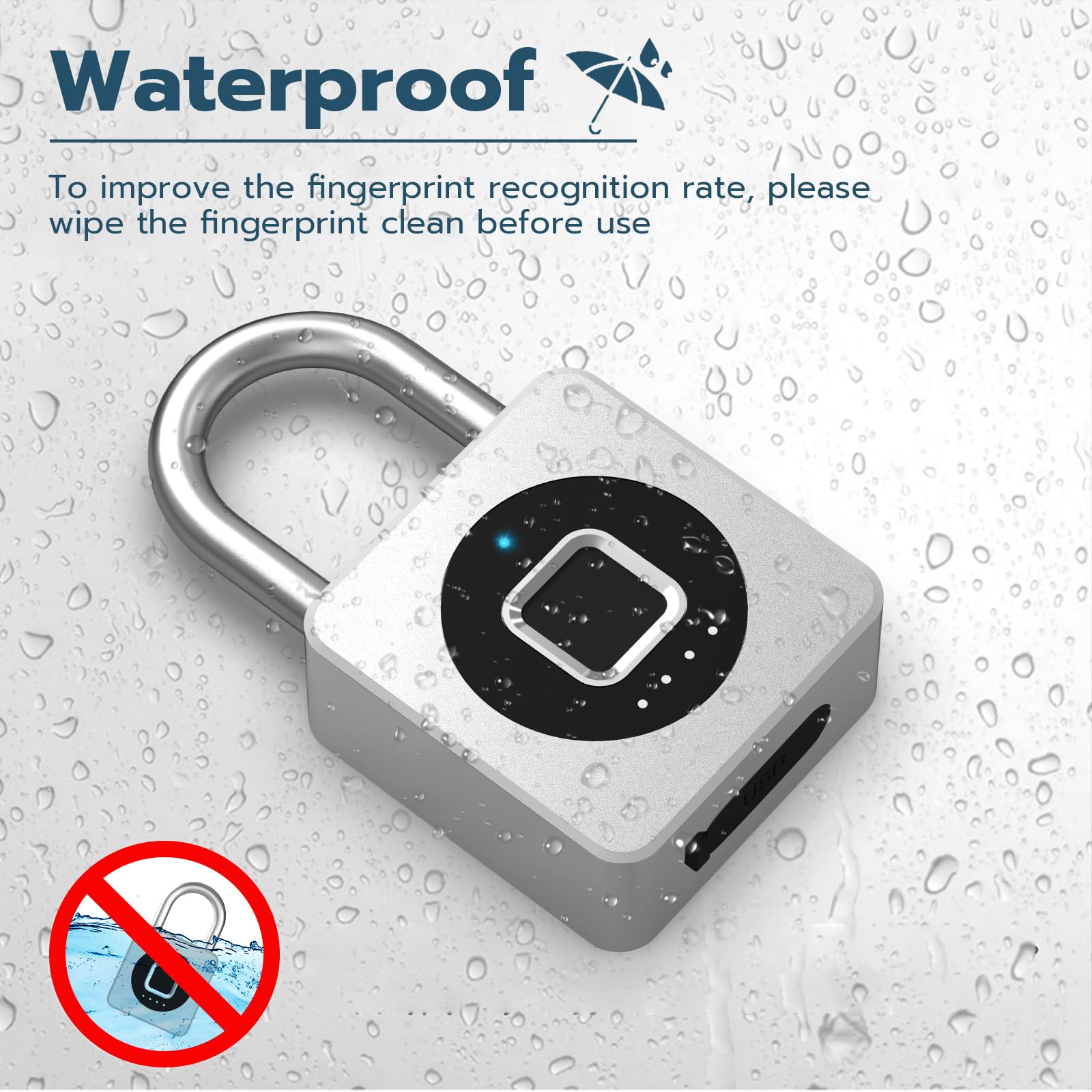 Eseesmart Cadenas à empreintes digitales, combinaison biométrique, cadenas sans clé, verrouillage de charge USB, serrure de gym pour casier, bagages, valises