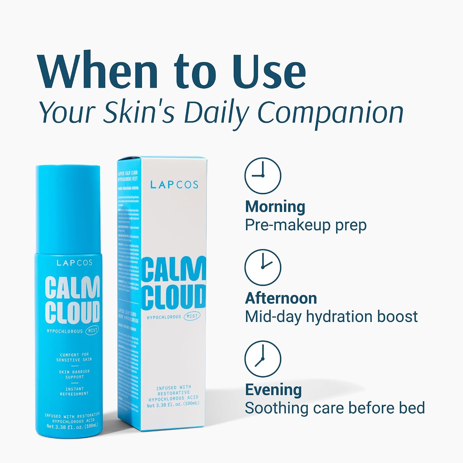 LAPCOS K Beauty Calm Cloud Hypochlorous Acid Facial Mist - Soothing, Cooling & Hydrating Face Spray with Ultra-Fine Mist for Dry, Damaged Skin - Gentle Barrier Repair Korean Skin Care 3.38 fl oz