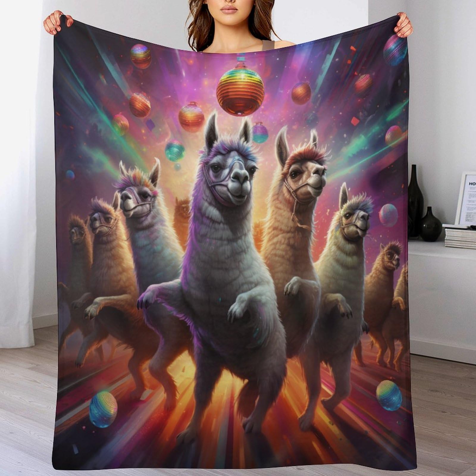 Couverture Disco alpaga chaude et moelleuse en flannel isolante de haute densité