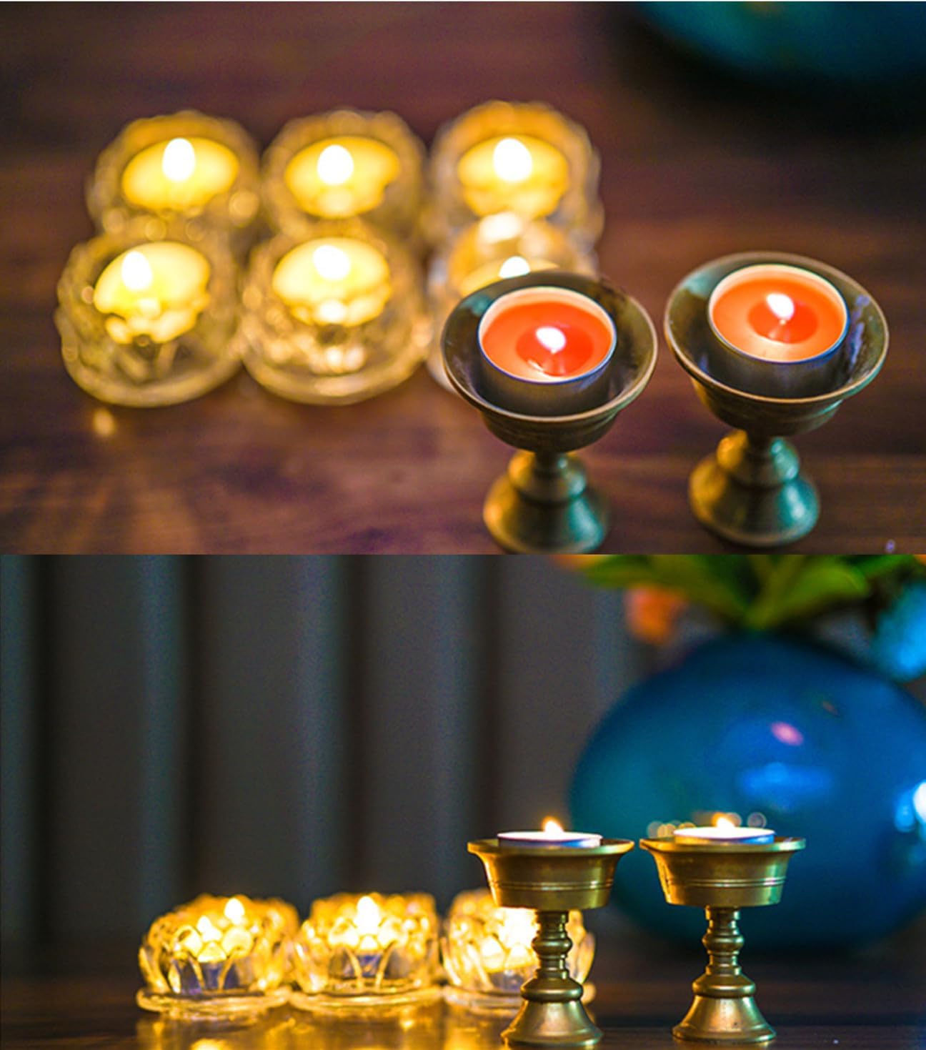 50Pcs Smokeless Round Candles Set 8 Hours Long Burning Tea Candles Tibetan Buddhist Church Tealight Vanaspati Ghee Butter Candles for Meditation Rituals Altars Wedding Parties Halloween Christmas