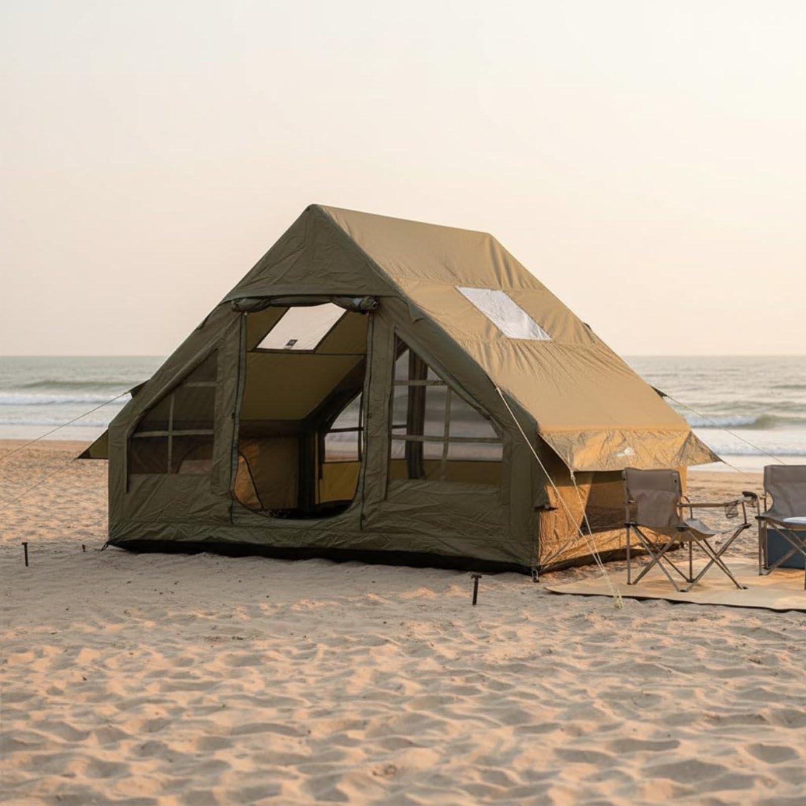 Refugio Portátil Inflable Camping con Apertura Rápida y Doble Puerta con Malla Transpirable Acuado para Senrismo Picnic y Excursiones