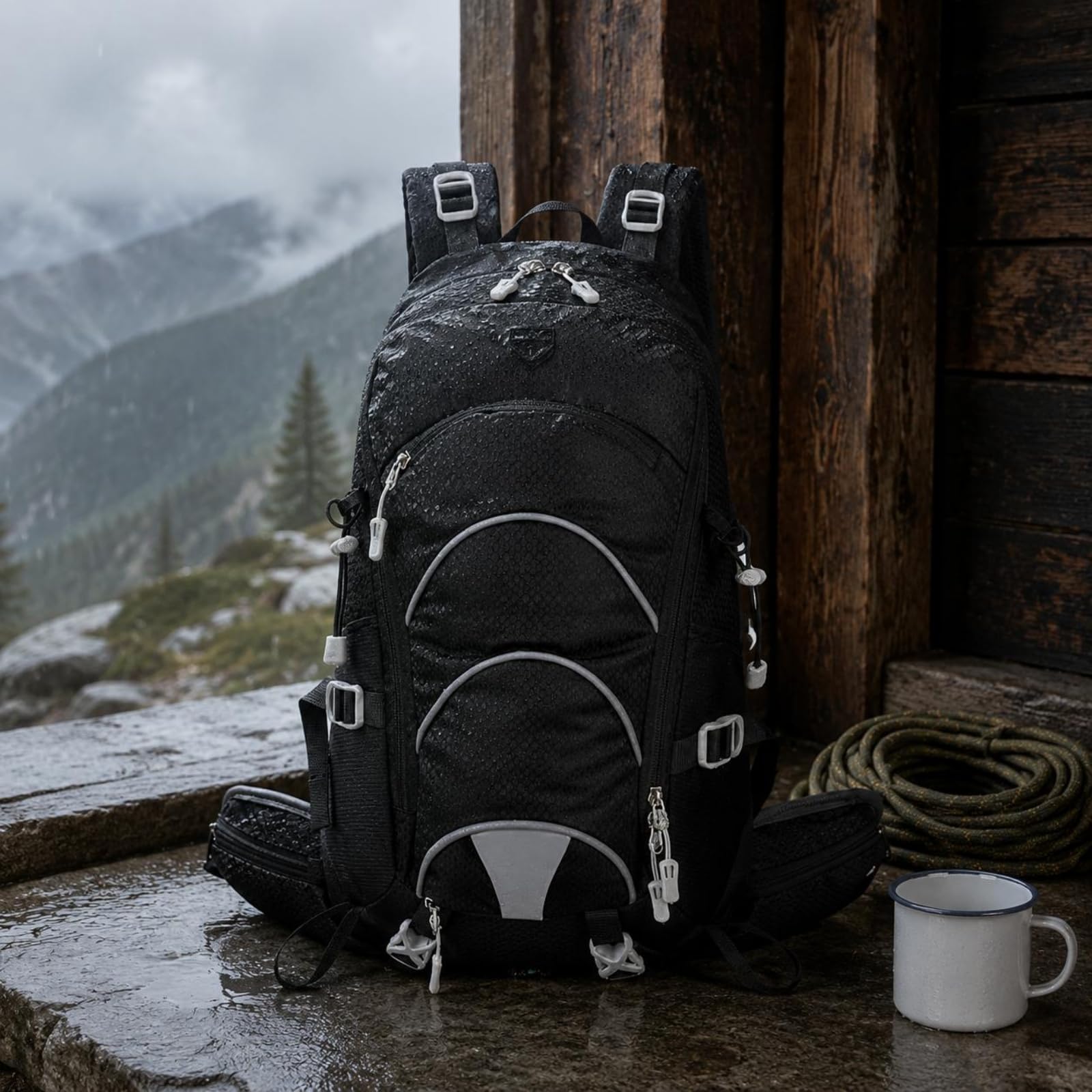 harayaa Zaino da Trekking Outdoor Zaino Escursionismo Zaino Campeggio Zaino Viaggio Zaino Daypack con Cinghie Toracica E in Vita Regolabili Multiple Pannello, Array, Grigio Scuro