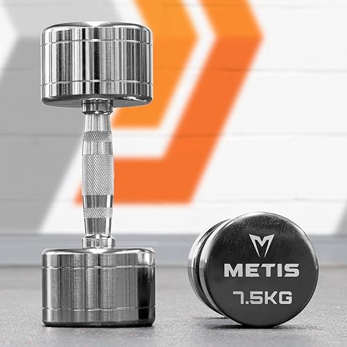 Miniatura 7 de METIS Mancuernas cromadas [5.5lbs-66lbs] | Pesas libres | Equipo de fitness