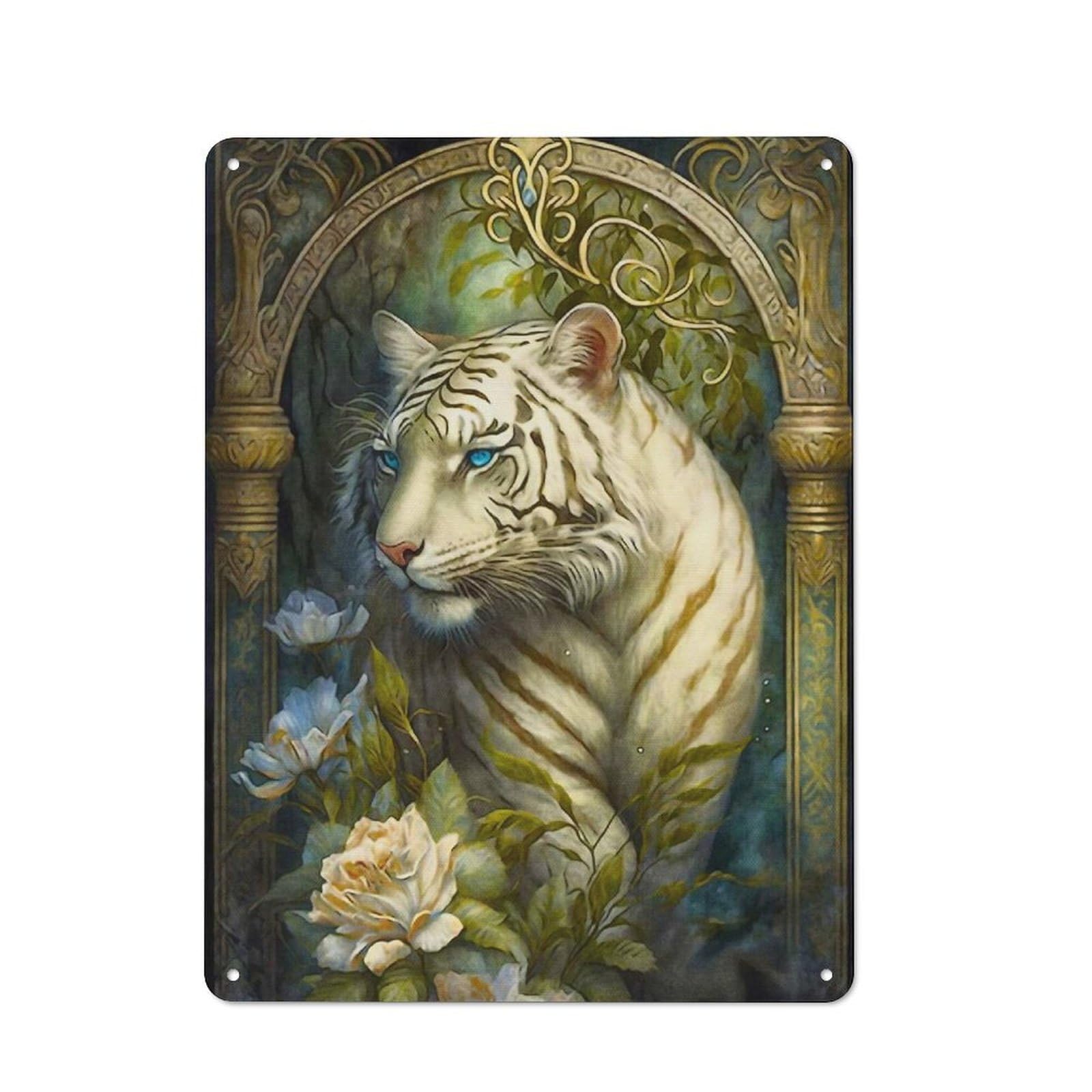 Junmoney The Siberian Tiger Retro Tin Wall Plaque 40X30cm Featuring For Garage Wall, For Vintage Wall Decor Fans, For Themed Room Decoration