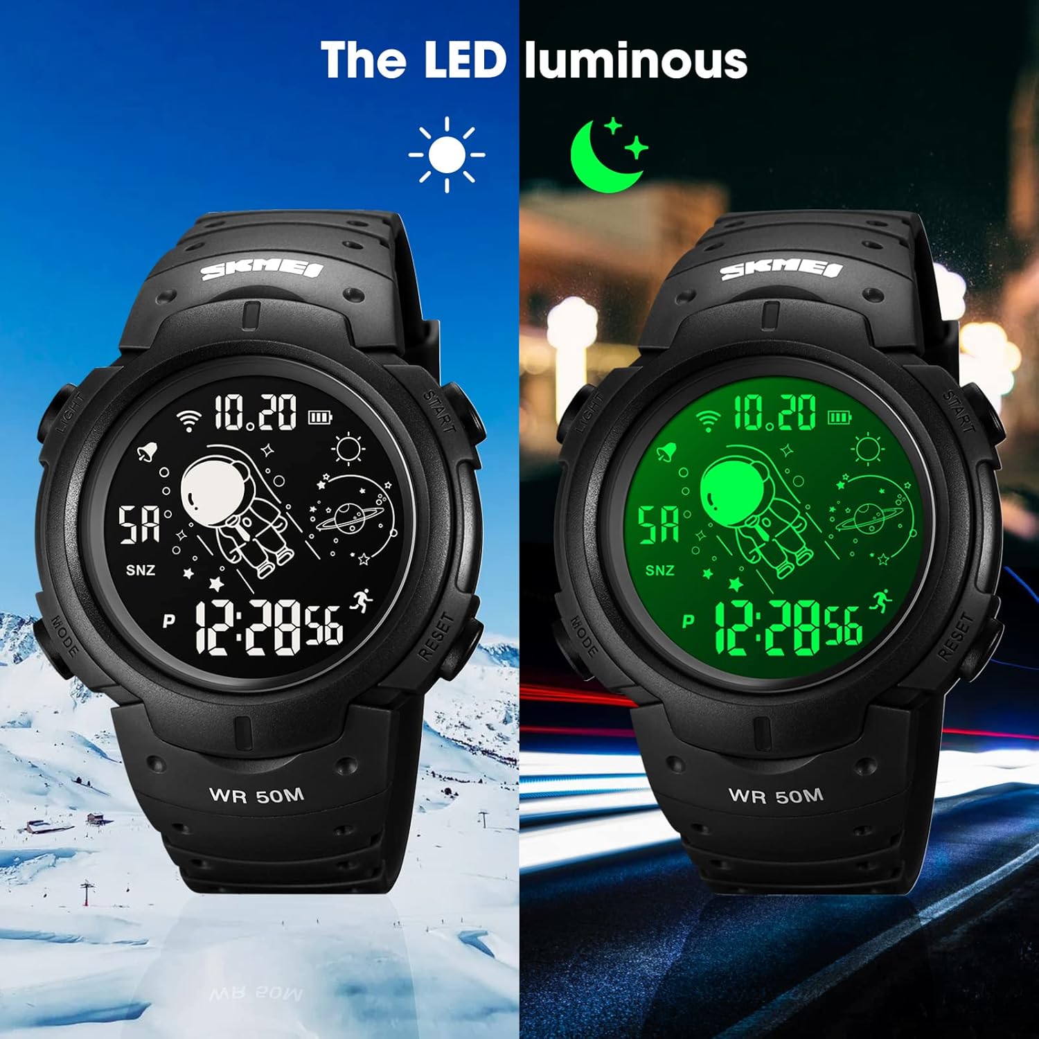 Miniatura 2 de SKMEI Reloj digital para hombre reloj deportivo digital con pantalla LED militar impermeable para hombre cronómetro alarma reloj militar con cuenta