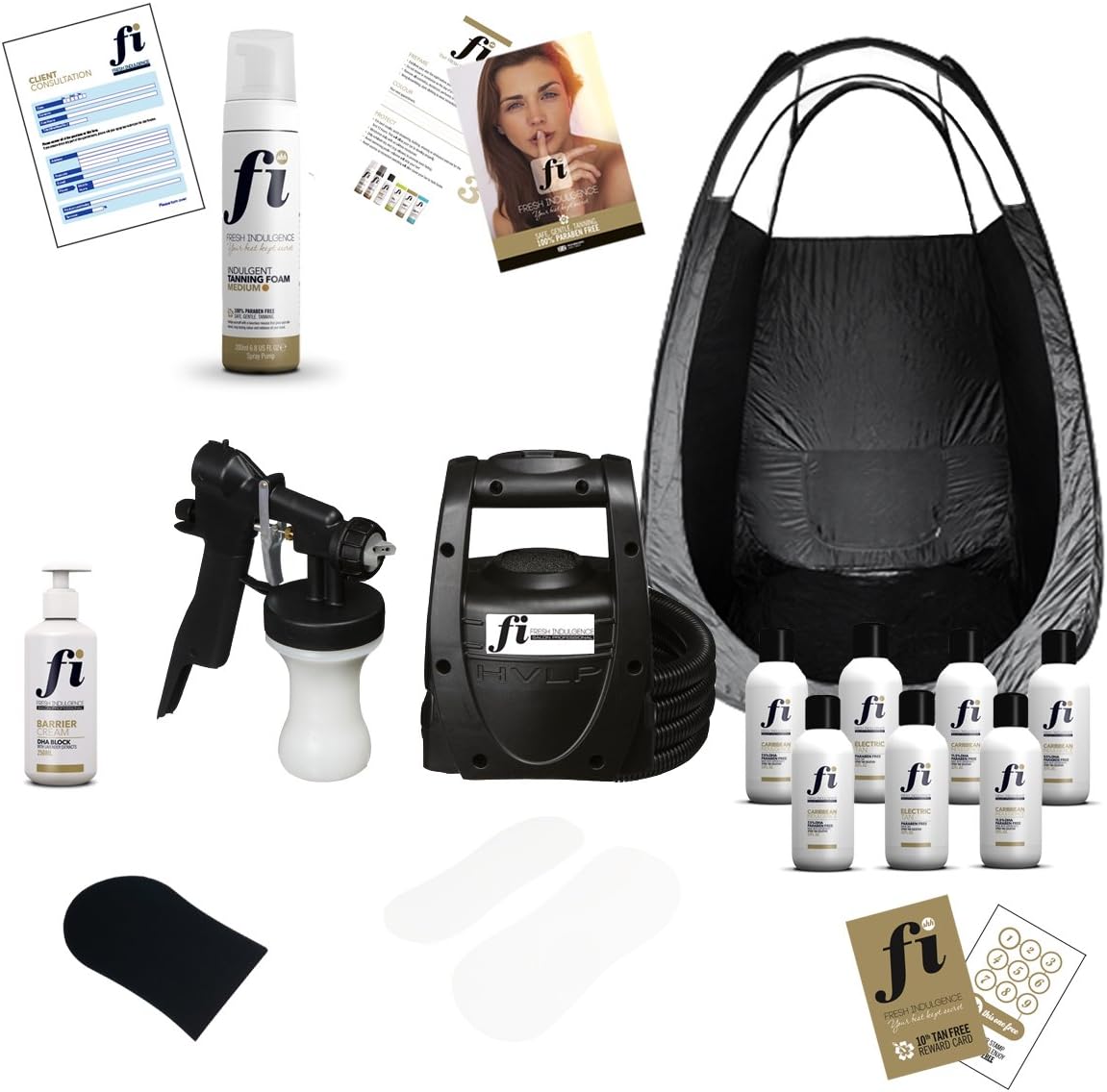 Spray Tanning Start Up Kit, TS20 Machine, Black Tent, 7 Bottles of FI
