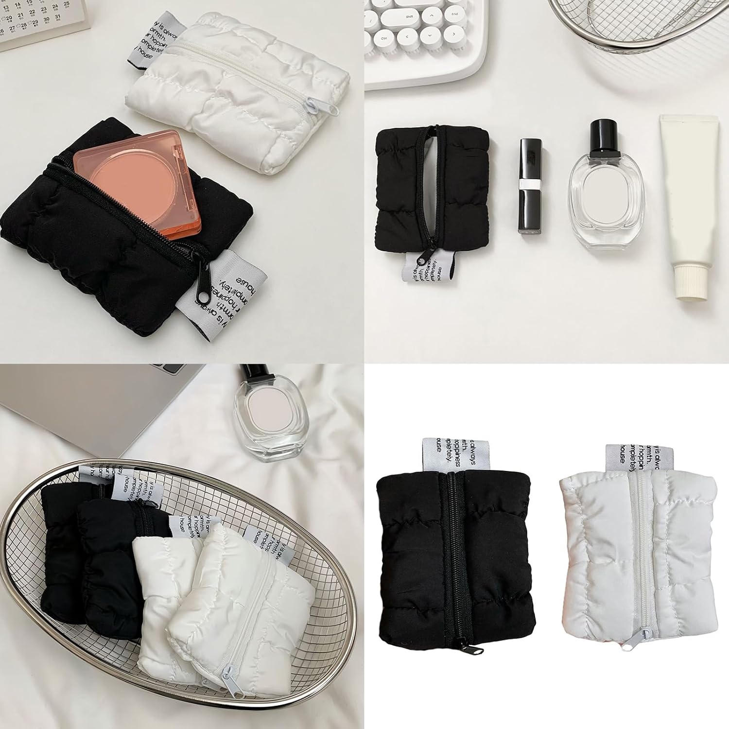 Portable Card Holder with Zippers Coin Purse Quilted Small Wallet Daily Essential Change Pocket for Everyday Use - Image 2