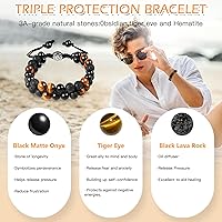 Vista 22 de Triple Protection Bracelet - for Protect & Balance - Energy Crystal Handmade Bracelets for Men Women Blue